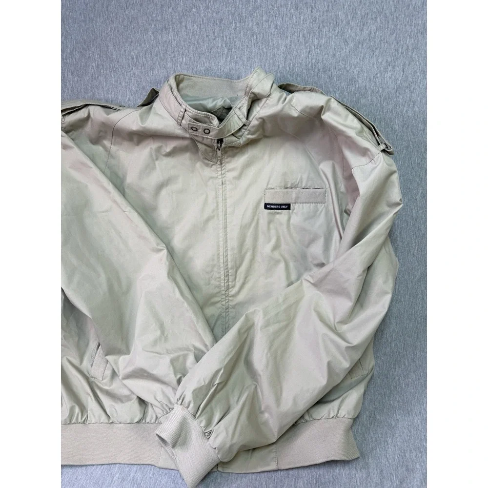 Members Only Men's Jacket Large Beige Full Zip Lightweight Bomber Windbreaker L